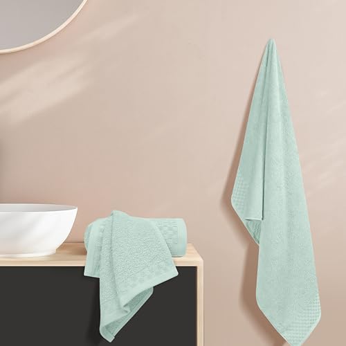 MyOwn Ultra Soft 3 Pack Cotton Towel Set, Contains a Bath Towels 28x55 inch, a Hand Towels 16x24 inch & a Wash Coths 12x12 inch, Ideal Everyday use, Compact & Lightweight - Sea Green