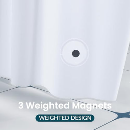 Titanker White Shower Curtain Liner 72 x 72 Plastic Shower Liner Washable Inside Shower Curtain Liner PEVA Shower Curtains for Bathroom with Magnets and Rustproof Metal Grommet Holes (Pack of 3)