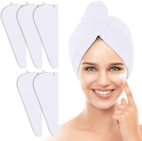 TENSTARS Hair Towel Wrap for All Hair Types, 5 Pack Microfiber Turban