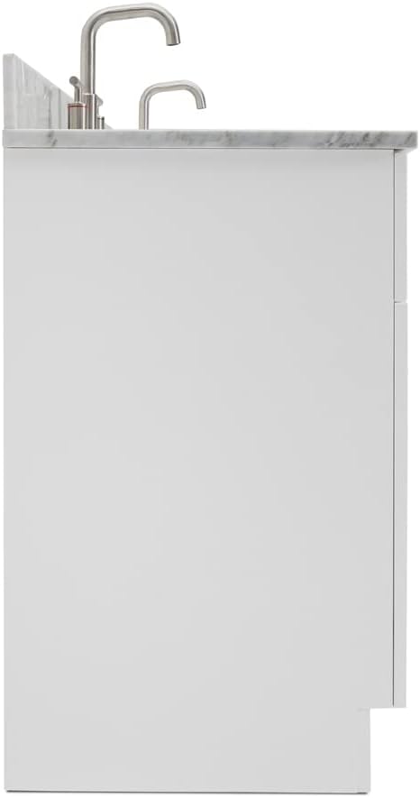 ARIEL Hamlet 72-inch Bathroom Vanity with Sink,Solid Wood, 0.75-inch Italian Carrara Marble Countertop & Backsplash, Double Oval Sink, 4 Soft Closing Doors, 3 Dovetail Drawers, White