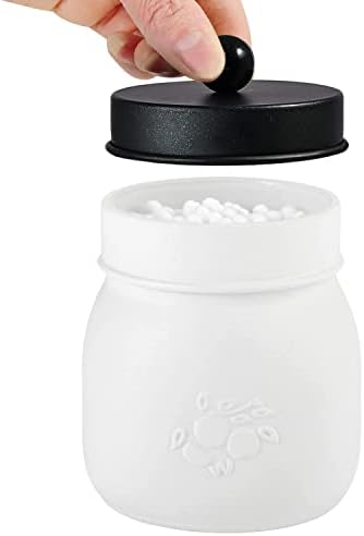 Amolliar Mason Jar Bathroom Accessories Set, 4Pcs Glass Bathroom Set, Black
