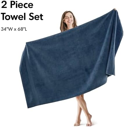 Madison Park Cotton Bath Sheet 2P Oversized, 800GSM, 34" x 68" Slate Blue