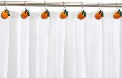 Halloween Pumpkin Shower Curtain Hooks, 12Pcs Thanksgiving Decorative Shower Hooks for Shower Curtain, CHICTIE Autumn Fall Shower Curtain Rings Rustproof for Bathroom Bedroom Room Decor