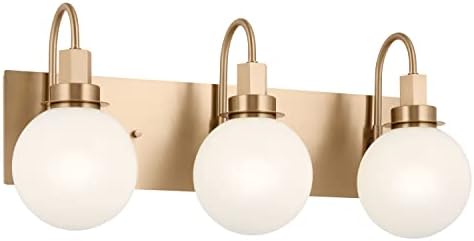 Kichler Hex Vanity Light, 22.75 Inch 3-Light Modern Vanity Light in Champagne Bronze with Opal Glass Shades for Bathroom and Powder Room, (22.75" L x 7.5" W x 10.25" H), 55151CPZ