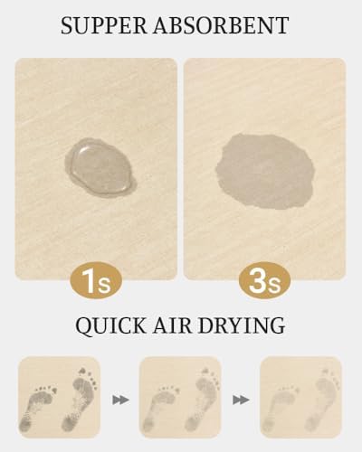 Mecko Bath Mat 16"x24",Ultra Thin Bathroom Rug fit Under Door Beige