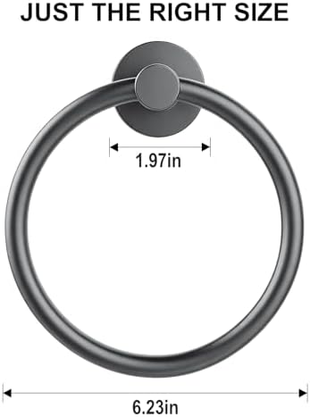 SetSail Towel Holder for Bathroom Wall Mounted Screw-in Towel Ring, Grey