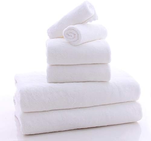MOONQUEEN Ultra Soft Towel Set - Quick Drying - 2 Bath Towels 2 Hand Towels 2 Washcloths - Microfiber Coral Velvet Highly Absorbent Towel for Bath Fitness, Sports, Yoga, Travel (White, 6 Pieces)