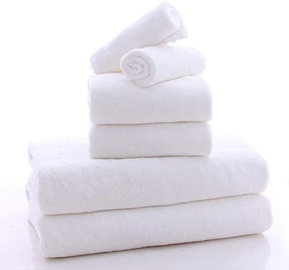MOONQUEEN Ultra Soft Towel Set - Quick Drying - 2 Bath Towels 2 Hand Towels 2 Washcloths - Microfiber Coral Velvet Highly Absorbent Towel for Bath Fitness, Sports, Yoga, Travel (White, 6 Pieces)