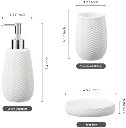 Modern Farmhouse White Ceramic Bathroom Accessory Set