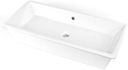 Scarabeo 8033-No Hole Gaia Rectangular Ceramic Self Rimming/Vessel Sink, White