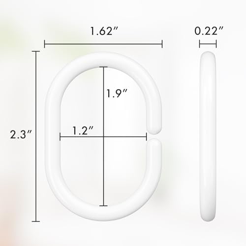 Amazer White Shower Curtain Hooks Rings, 24 Pcs Plastic Shower Curtain Rings, Plastic Shower Curtain Hooks for Bathroom Shower Rod, White Shower Hooks Rings Loops for Shower Curtain