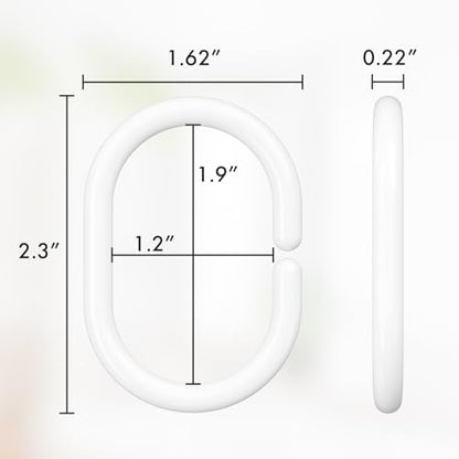 Amazer White Shower Curtain Hooks Rings, 24 Pcs Plastic Shower Curtain Rings, Plastic Shower Curtain Hooks for Bathroom Shower Rod, White Shower Hooks Rings Loops for Shower Curtain