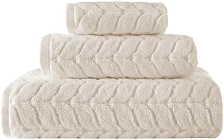 BAGNO MILANO Turkish Cotton Bath Towels, Hand Towels - Soft Plush Jacquard Collection Luxury Towels Set (Cream, Bath Towel Set of 2)