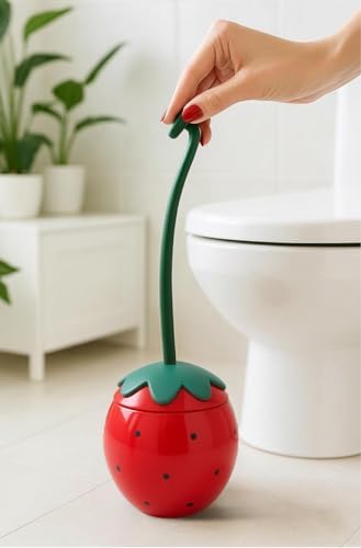 Deep & Sturdy Toilet Bowl Brush with Holder - Strawberry Bowl Brush - Durable Scrubbing - Toilet Cleaners - Household Essentials - Bathroom Cleaner - Cleaning Supplies - Household Supplies
