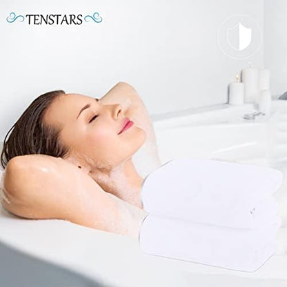 TENSTARS Silk Hemming Bath Towels for Bathroom Clearance - 27 x 55 inches - Light Thin Quick Drying - Soft Microfiber Absorbent Towel for Bath Fitness, Sports, Yoga, Travel, Gym - 2 Pack, White