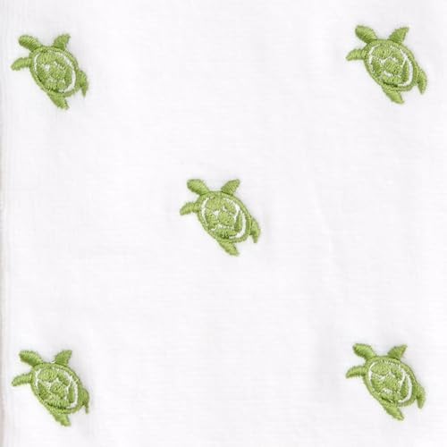 Ritz 2-Piece Cotton Velour Bathroom Hand Towel Set, Embroidered Sea Turtle Pattern, Soft Decorative Towels for Beach House, Coastal, or Spa Decor, 16” x 26”