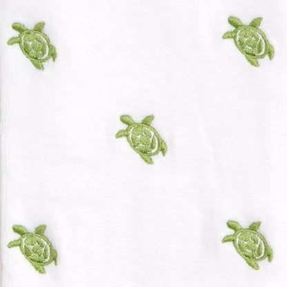 Ritz 2-Piece Cotton Velour Bathroom Hand Towel Set, Embroidered Sea Turtle Pattern, Soft Decorative Towels for Beach House, Coastal, or Spa Decor, 16” x 26”