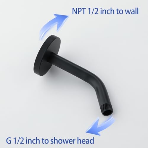 Wall Mounted Shower Arm Extension Head Holder Stainless Steel for Elbow Bathroom Accessories Pipe Bath Tube Matte Black,SW-RD91018-6MB.