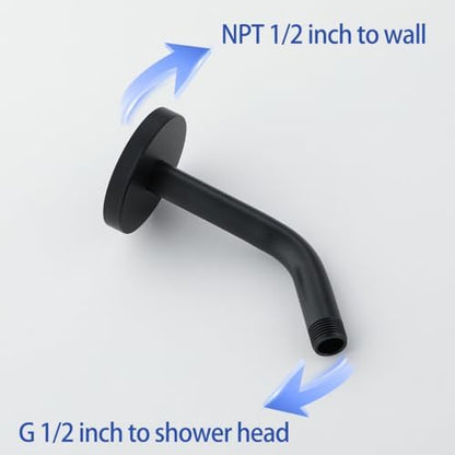 Wall Mounted Shower Arm Extension Head Holder Stainless Steel for Elbow Bathroom Accessories Pipe Bath Tube Matte Black,SW-RD91018-6MB.