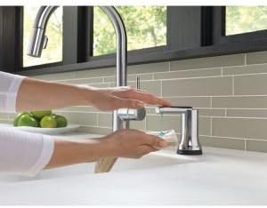 Delta Trinsic Matte Black Touch Kitchen Faucet with Pull Down Sprayer, Modern Single Hole Touch On Kitchen Sink Faucet, Single Handle, Matte Black 9159T-BL-DST