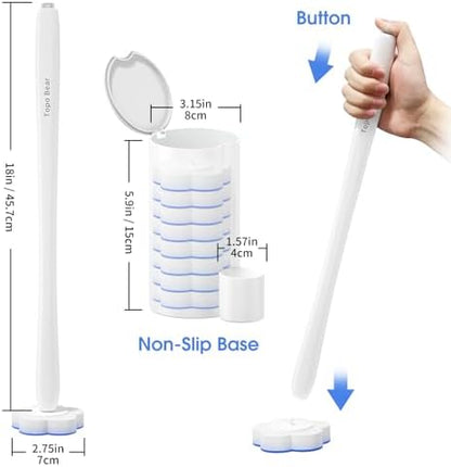 Topo Bear Disposable Toilet Bowl Brush with 40 Toilet Wand Refills, Toilet Bowl Cleaner Wands, Toilet Cleaning System Starter Kit