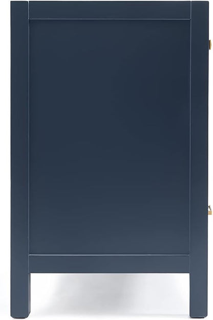 ARIEL Cambridge 60-inch Bathroom Vanity Base Cabinet,Solid Wood, 4 Soft Closing Doors, 6 Dovetail Drawers, Midnight Blue