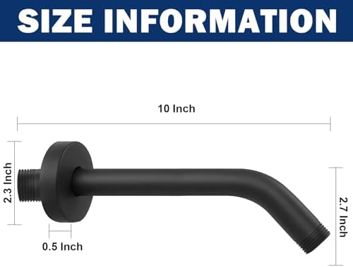 NearMoon Shower Arm with Flange, Made of 304 Stainless Steel Shower Extension Extender Pipe, Wall-Mounted for Fixed Bathroom Showerhead, Never Rust (10 Inch, Matte Black)