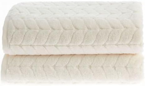 BAGNO MILANO Turkish Cotton Bath Towels, Hand Towels - Soft Plush Jacquard Collection - Highly Absorbent Towel Set (Cream, 2 pcs Bath Towel Set)
