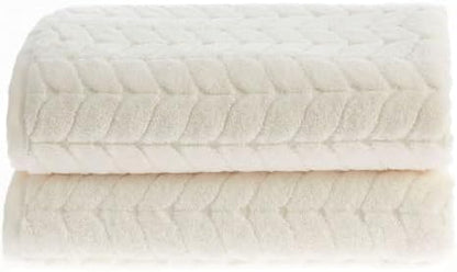 BAGNO MILANO Turkish Cotton Bath Towels, Hand Towels - Soft Plush Jacquard Collection - Highly Absorbent Towel Set (Cream, 2 pcs Bath Towel Set)