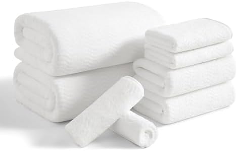 8 Piece Bath Towel Set White|2 Oversized Large Bath Sheet,2 Hand Towels,4 Washcloths| Ultra Soft Cozy Bath Towel Set for Bathroom Hotel Gym Spa,Highly Absorbent & Quick Dry Bathroom Towel Collections