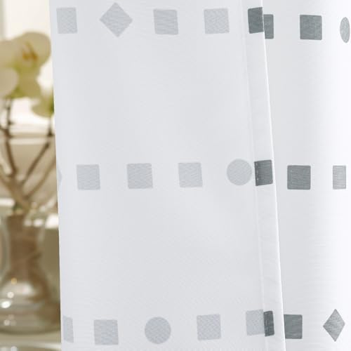jinchan Boho Shower Curtain Grey and White 70x72 Inch 12 Hooks