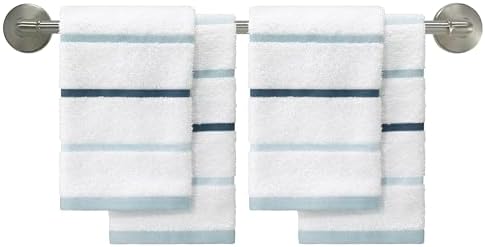 IZOD – Washcloths, Plush Ringspun Cotton Blend Towels with Absorbent Terry & Durable Hem, Striped Bathroom Towels, Set of 4 (Sandbar Blue)