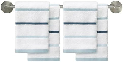 IZOD – Washcloths, Plush Ringspun Cotton Blend Towels with Absorbent Terry & Durable Hem, Striped Bathroom Towels, Set of 4 (Sandbar Blue)