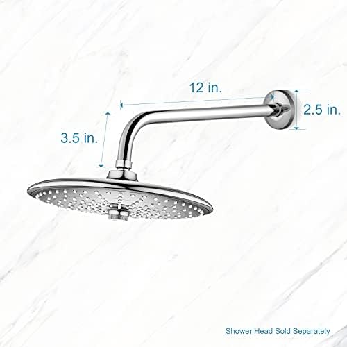 OFFO Shower Arm with Flange, 12 in Wall Mount Replacement Angle Shower Head Arm Wall-Mounted For Fixed Shower Head & Handheld Showerhead, Chrome