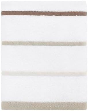 IZOD – Towel Set, Plush Ringspun Cotton Blend Bath Towel, Hand Towel & Washcloths, Striped Design, Set of 4 (Sandbar Linen)