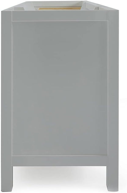 ARIEL Cambridge 60-inch Bathroom Vanity Base Cabinet,Solid Wood, 2 Soft Closing Doors, 9 Dovetail Drawers, Grey