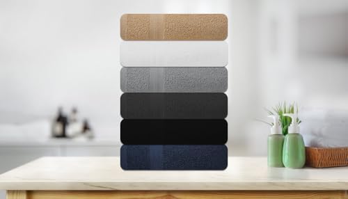 Bath Towels Pack of 6 – 24" x 48" – 100% Cotton Terry, Soft, Quick-Dry & Highly Absorbent – Multi Assorted Towels for Bathroom, Spa, Gym, Hotel, Pool & Everyday Use