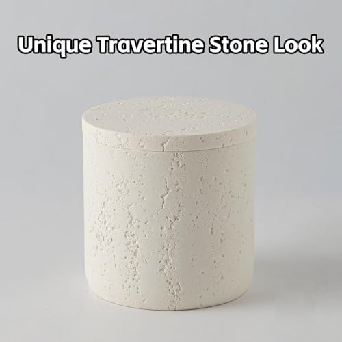 Bathroom Accessories Set,4 PCS Travertine Stone Look Collection,Cream