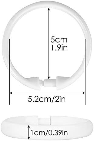 12 Packs Circular Shower Curtain Rings, Plastic Curtain O Rings Hooks for Bathroom, Glide Easily on Bathroom Shower Rod (White)