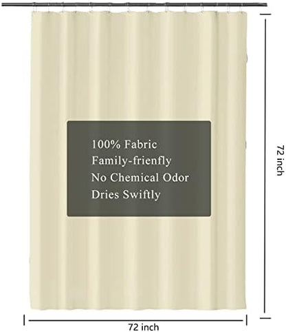 LLSCL Beige Yellow Fabric Shower Curtain Liner with Magnets, Waterproof Hotel Quality, 72 x 72 Machine Washable