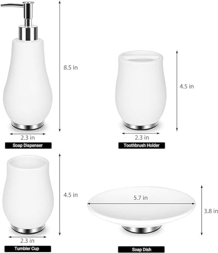 RQYIXI Ceramic Bathroom Accessories Set,White,4 Piece,Tulip Design