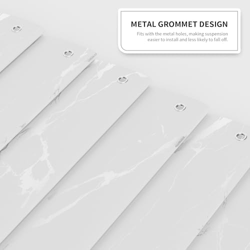 Premium White Marble Pattern Shower Curtain - Durable Water-Resistant Fabric Bath Curtain, 72x72 Inches with Rust-Proof Hooks, Stylish Decor for Nordic/Ins-Style Bathrooms
