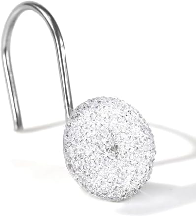 Clear Bling Shower Curtain Hooks: Christmas Bathroom Curtain Rings, 12Pcs