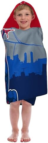 Marvel Spiderman Superhero Kids Hooded Towel Bath Wrap for Boys, Multi