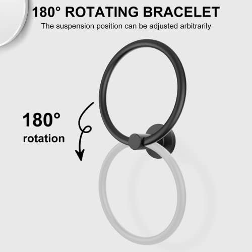 SetSail Towel Holder for Bathroom Wall Matte Black Towel Ring, 4 Packs