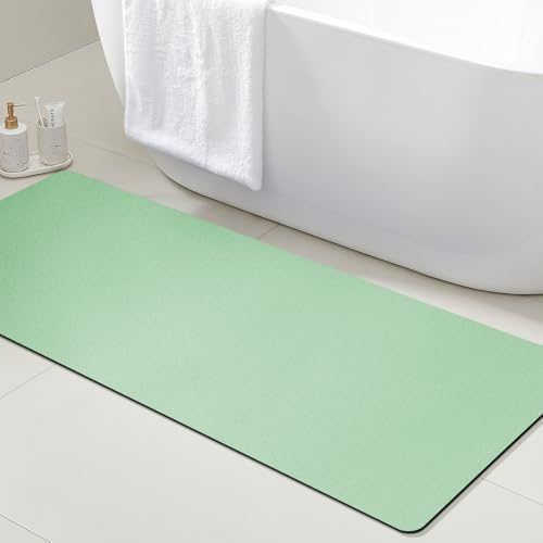ACCUMTEK Non Slip Bath Mat, Thin Bathroom Rugs Fit Under Door, Quick Dry Bath Mats, Machine Washable Bath Rugs for Bathroom, Bathtub & Kitchen, Bathtub, Sage Green/Solid/48 x20