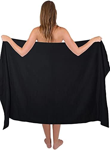 Belizzi Home Premium Cotton Oversized 2 Pack Bath Sheet 35x70-100% Pure Cotton - Ideal for Everyday use - Ultra Soft & Highly Absorbent - Machine Washable - Black
