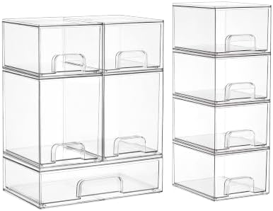 Vtopmart Clear Stackable Storage Drawers Set of 9, Plastic Organizer Bins
