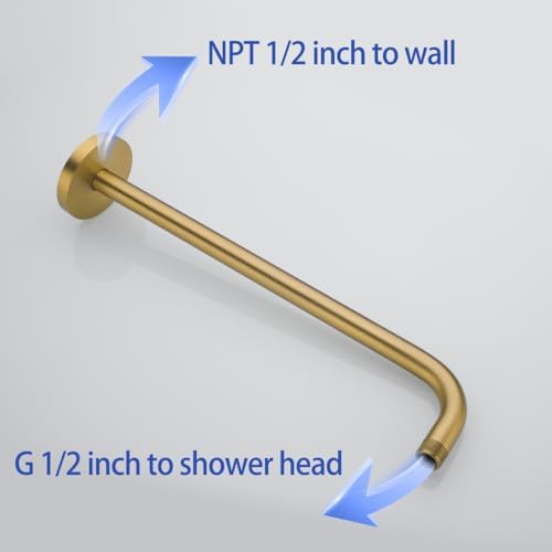 Stainless Steel Shower Head Extension Arm Wall Mounted Rainfall Shower Tube Bathroom Hardwares Accessories 16 Inch Champagne Bronze,SW-RD91018-16CB.