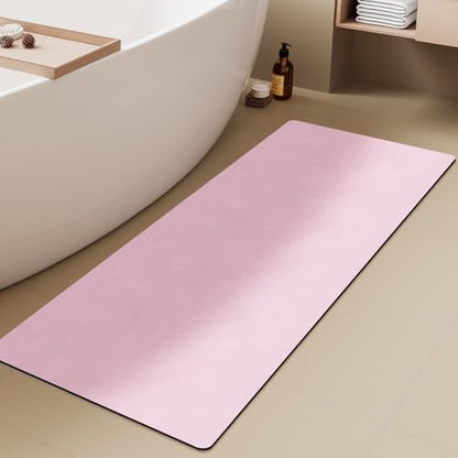 TYUU Thin Bath Mat Runner, Bathroom Rugs Non Slip Washable, 17x59 Pink